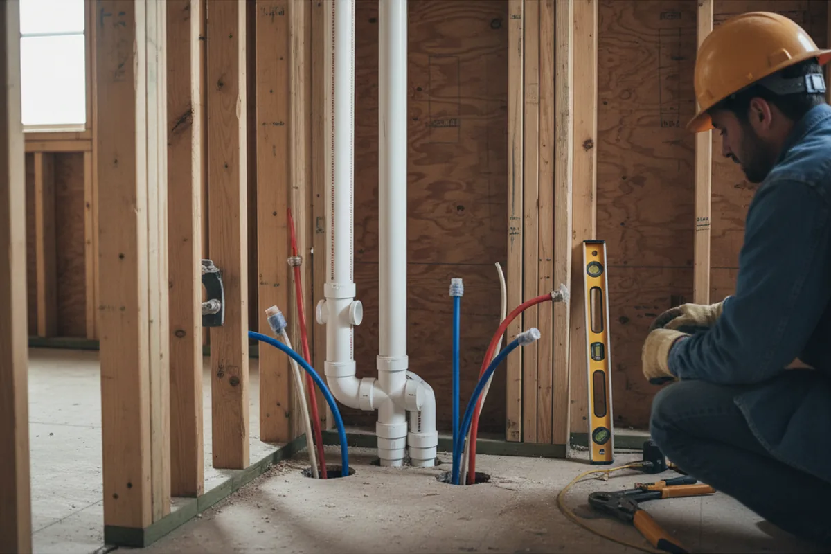 Drain and supply rough-in during Sump Pump Repair in Palmetto